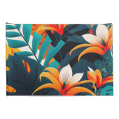 Colorful Elegant Tropical Leaves en Flowers | Kussensloop (Achterkant-Rechts)