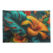 Colorful Elegant Tropical Leaves en Flowers | Kussensloop (Achterkant-Rechts)