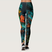 Colorful Elegant Tropical Leaves en Flowers | Leggings (Achterkant)