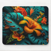 Colorful Elegant Tropical Leaves en Flowers | Muismat (Voorkant)