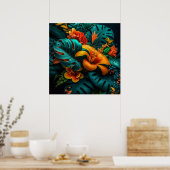 Colorful Elegant Tropical Leaves en Flowers | Poster (Keuken)