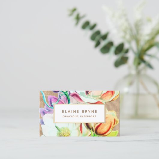 Colorful Elegant Waterverf Magnolia Visitekaartje (Staand voorkant)