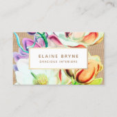 Colorful Elegant Waterverf Magnolia Visitekaartje (Voorkant)