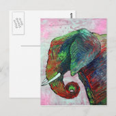 Colorful Elephant Art Briefkaart (Voorkant / Achterkant)