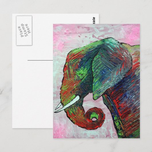 Colorful Elephant Art Briefkaart (Voorkant / Achterkant)