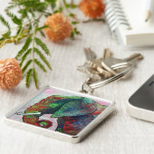 Colorful Elephant Art Sleutelhanger (Zijkant)