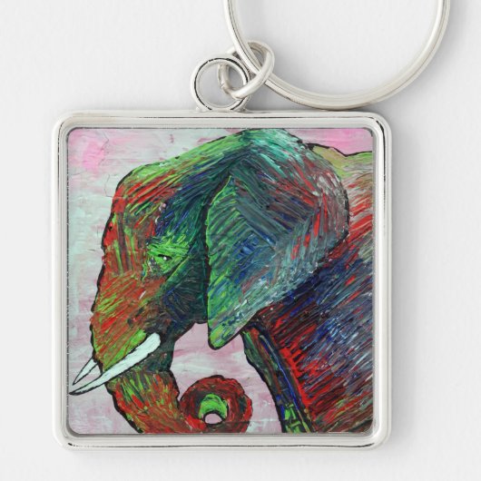 Colorful Elephant Art Sleutelhanger (Voorkant)