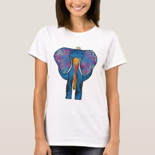 Colorful Elephant en vogelvriend op t-shirt
