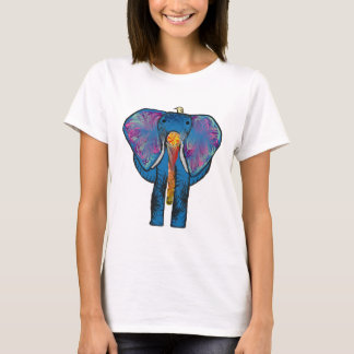 Colorful Elephant en vogelvriend op t-shirt