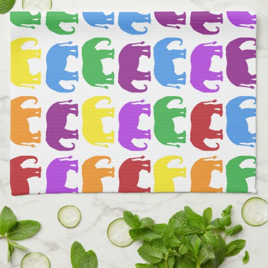Colorful Elephant Pattern Theedoek (Gevouwen)