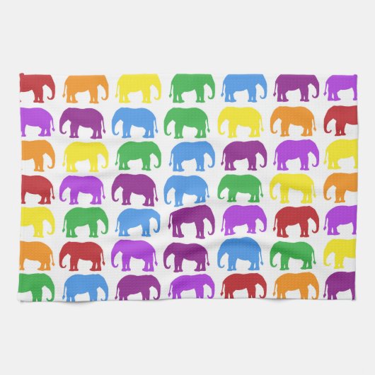 Colorful Elephant Pattern Theedoek (Horizontaal)