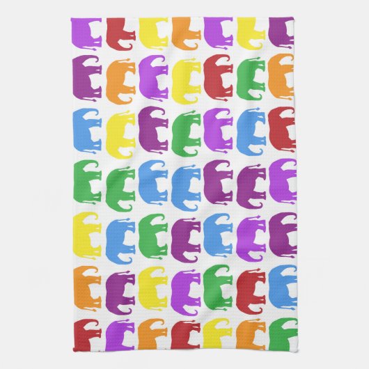 Colorful Elephant Pattern Theedoek (Verticaal)