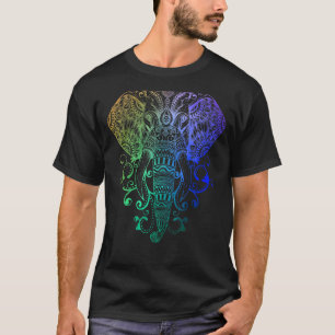 Colorful Elephant Tribal Hindu Waterverf Grafisch T-shirt
