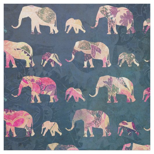 Colorful Elephants, Fabric Stof (Swatch)