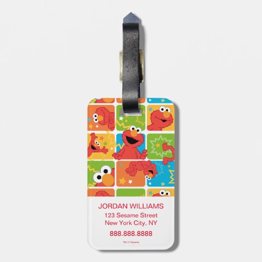 Colorful Elmo Grid Pattern Bagagelabel (Achterkant verticaal)