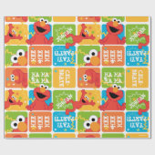 Colorful Elmo Grid Pattern Cadeaupapier (Vlak)