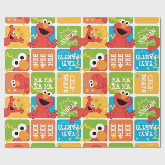 Colorful Elmo Grid Pattern Cadeaupapier (Vlak)