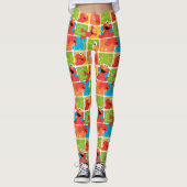 Colorful Elmo Grid Pattern Leggings (Voorkant)