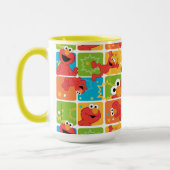 Colorful Elmo Grid Pattern Mok (Links)