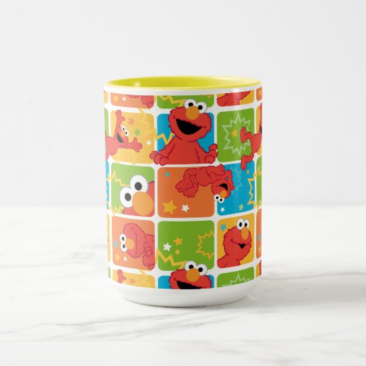 Colorful Elmo Grid Pattern Mok (Midden)