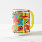 Colorful Elmo Grid Pattern Mok (Voorkant rechts)