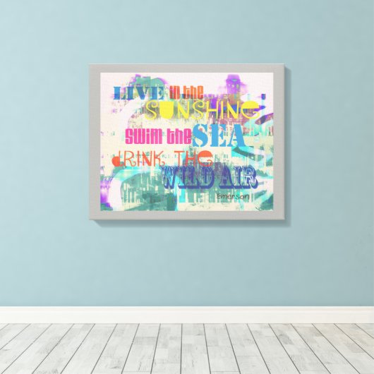 Colorful Emerson citeert uitgestrekte canvaswandku Canvas Afdruk (Insitu (Houten vloer))
