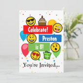 Colorful Emoji Birthday Party Kinder of Boys Custo Kaart (Staand voorkant)