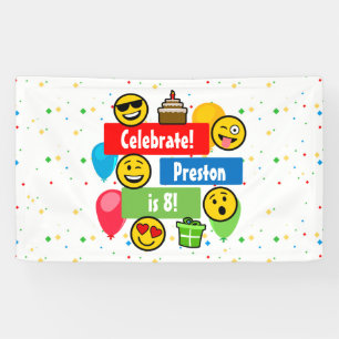 Colorful Emoji Birthday Party Kinder of Boys Custo Spandoek