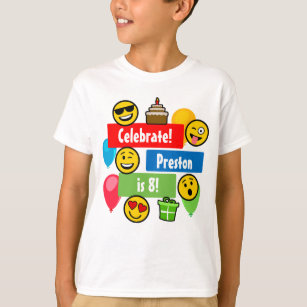 Colorful Emoji Birthday Party Kinder of Boys Custo T-shirt