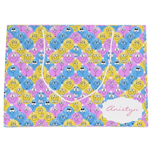 Colorful 😊 Emoji Cute Design Groot Cadeauzakje (Voorkant)