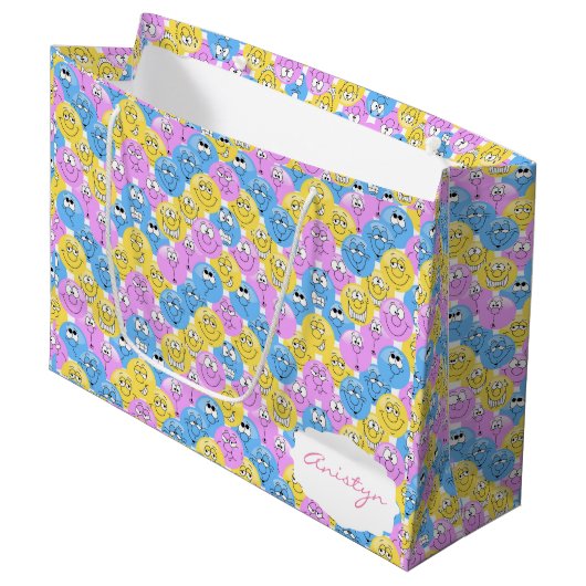 Colorful 😊 Emoji Cute Design Groot Cadeauzakje (Voorkant Gekanteld)
