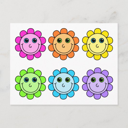 Colorful Emoji Flower Facets Briefkaart (Voorkant)