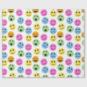 Colorful Emojis Emoticon Pattered Print Cadeaupapier (Vlak)