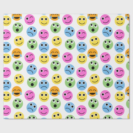 Colorful Emojis Emoticon Pattered Print Cadeaupapier (Vlak)