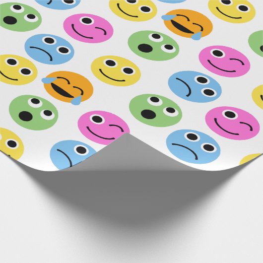 Colorful Emojis Emoticon Pattered Print Cadeaupapier (Hoek)