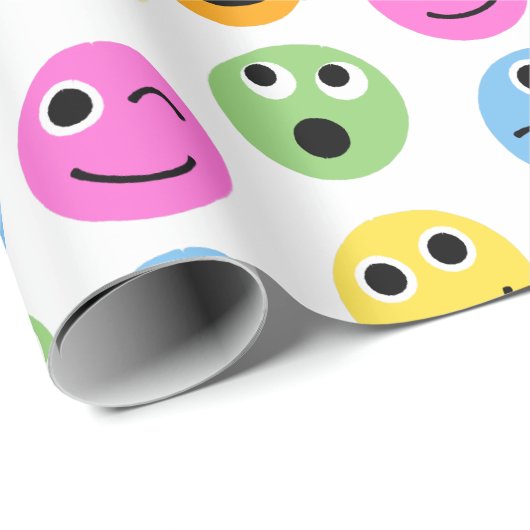 Colorful Emojis Emoticon Pattered Print Cadeaupapier (Rol Hoek)