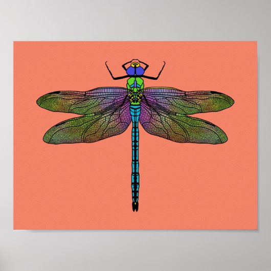 Colorful Emperor Dragonfly Art Poster (Voorkant)