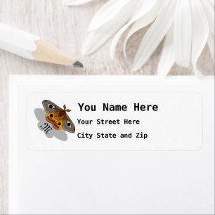 Colorful Emperor Moth Monogram Etiket