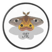 Colorful Emperor Moth Monogram Hockey Puck (Voorkant)