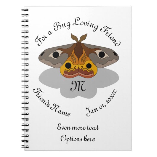 Colorful Emperor Moth Monogram Notitieboek (Voorkant)
