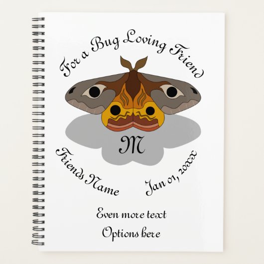 Colorful Emperor Moth Monogram Planner (Voorkant)