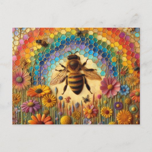 Colorful Encaustic Bees Briefkaart (Voorkant)