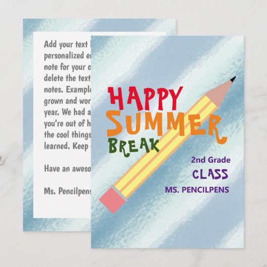 Colorful End School Year Teacher Note Cards (Voorkant / Achterkant)