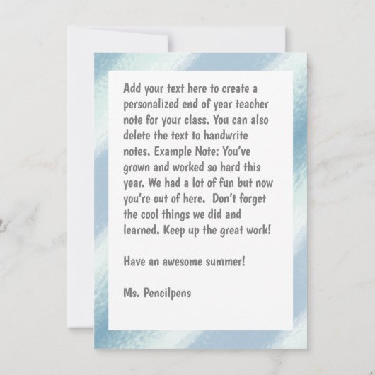 Colorful End School Year Teacher Note Cards (Achterkant)