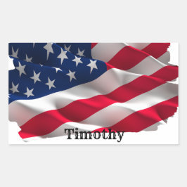 Colorful energy wave american flag  rechthoekige sticker
