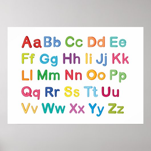 Colorful English alphabet letters tutor Poster (Voorkant)