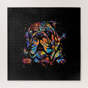 Colorful English Bulldog Portret Legpuzzel