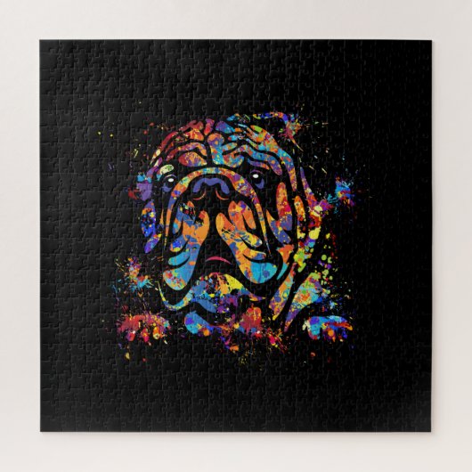 Colorful English Bulldog Portret Legpuzzel (Verticaal)