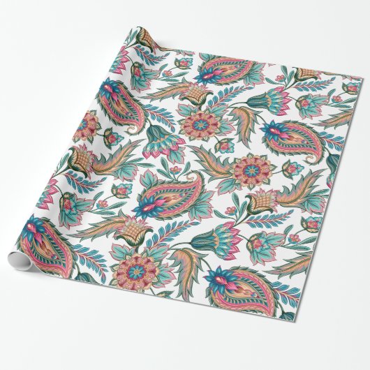 Colorful Ethnic Floral Paisley Pattern 2 Cadeaupapier (Uitgerold)