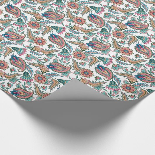 Colorful Ethnic Floral Paisley Pattern Cadeaupapier (Hoek)